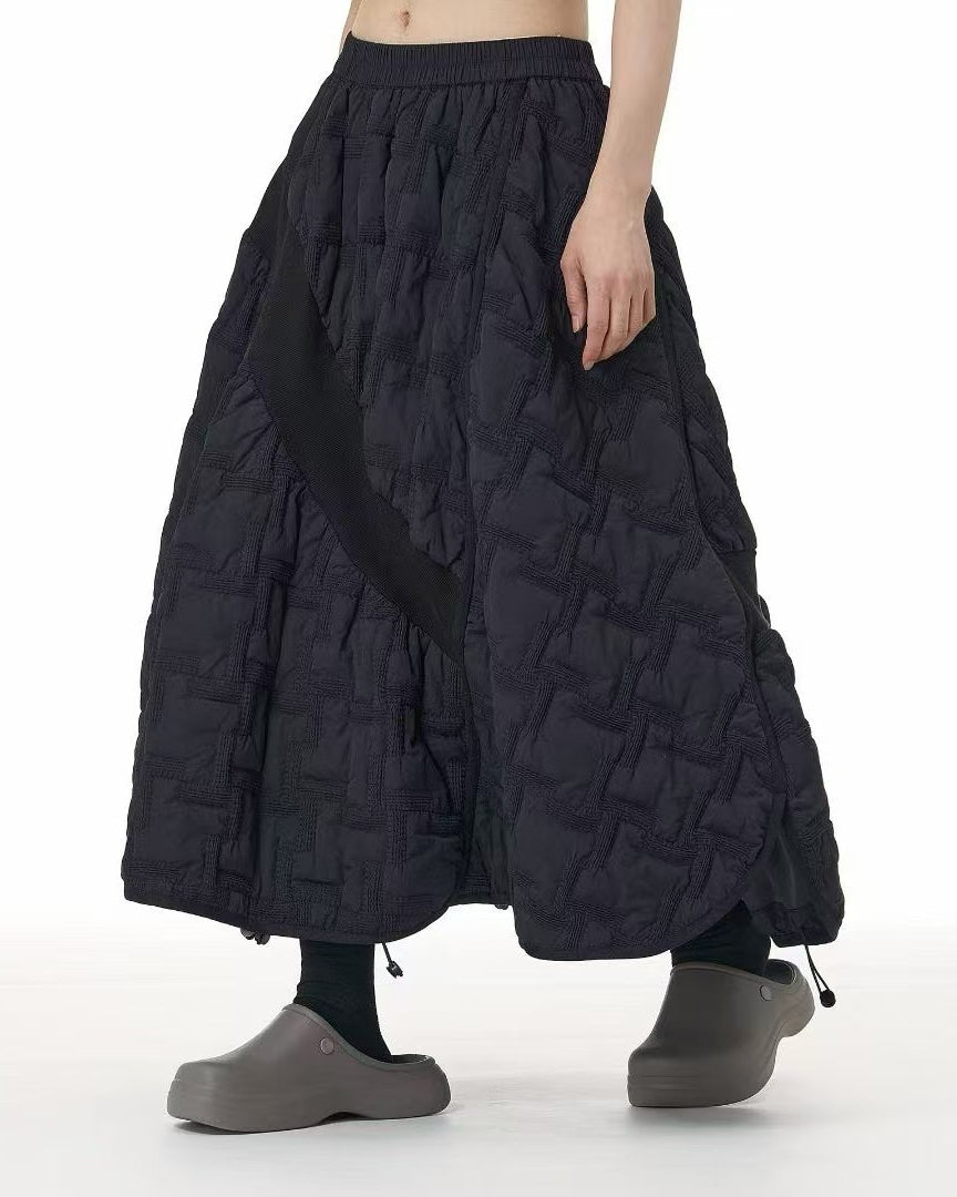 Heavy Check Quilted Padded Skirt