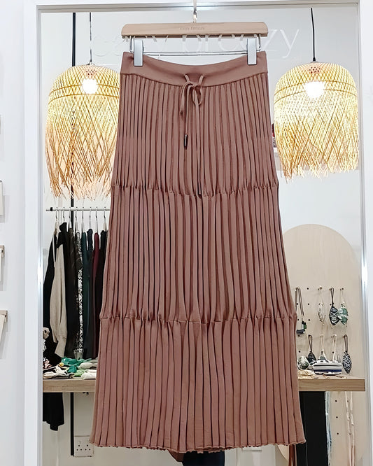 Wool-Cashmere Blend Knitted Pleated A-Line Skirt