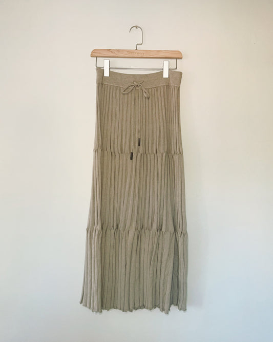 Wool-Cashmere Blend Knitted Pleated A-Line Skirt