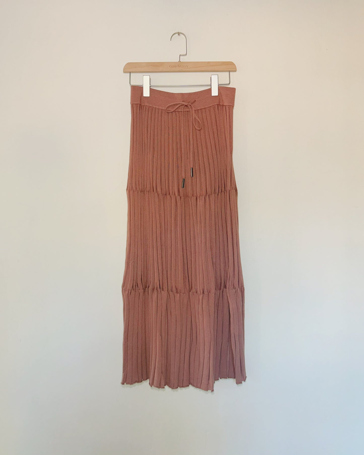 Wool-Cashmere Blend Knitted Pleated A-Line Skirt