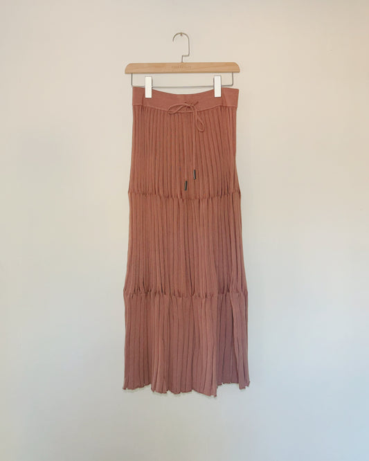 Wool-Cashmere Blend Knitted Pleated A-Line Skirt