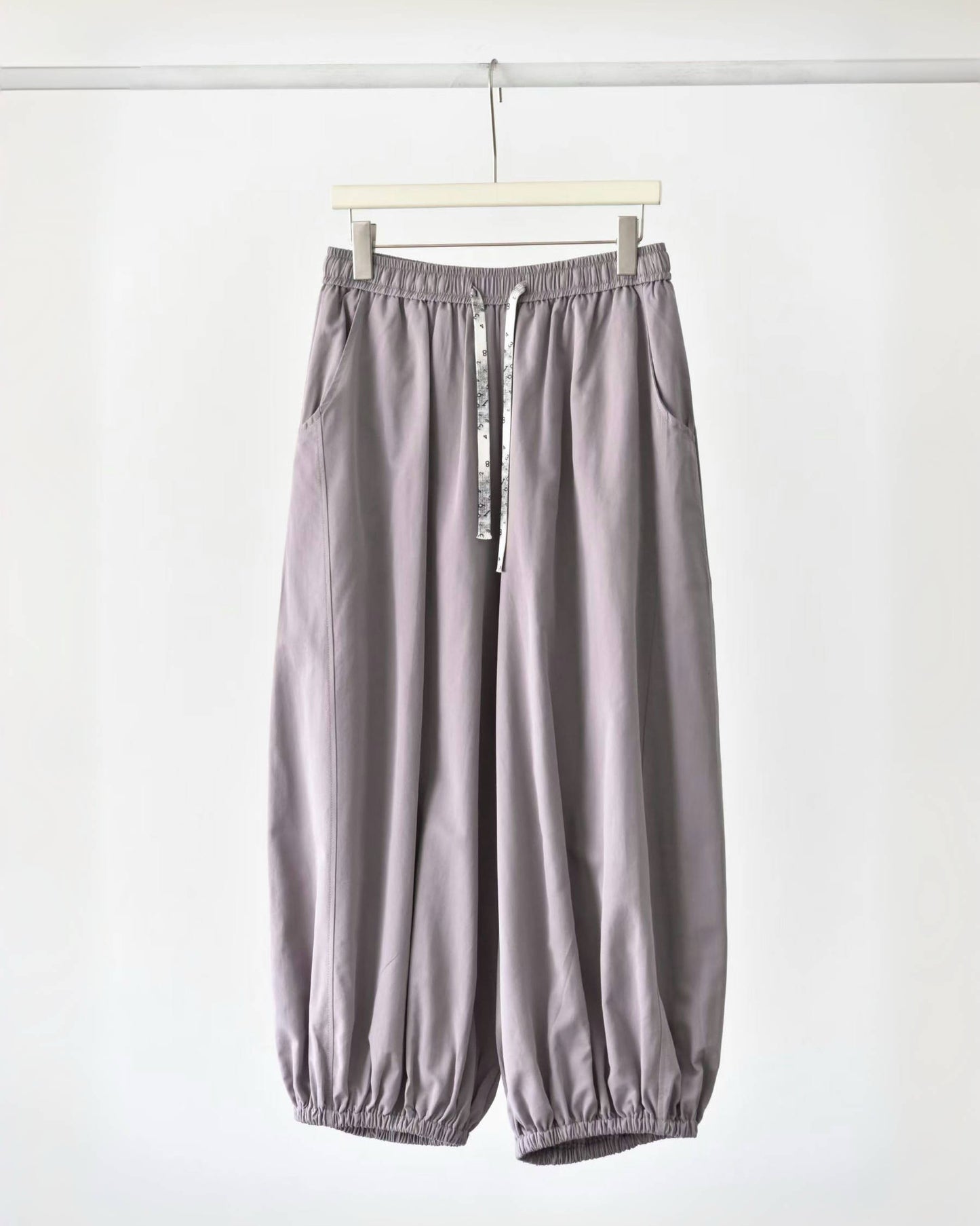 Number Print Drawstring Draped Balloon Pants