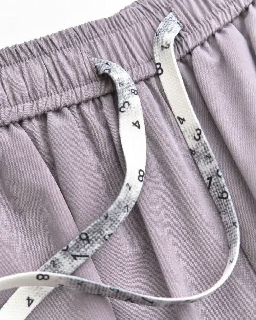 Number Print Drawstring Draped Balloon Pants