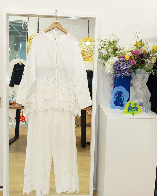 Intricately Embroidered Lace Resort Set