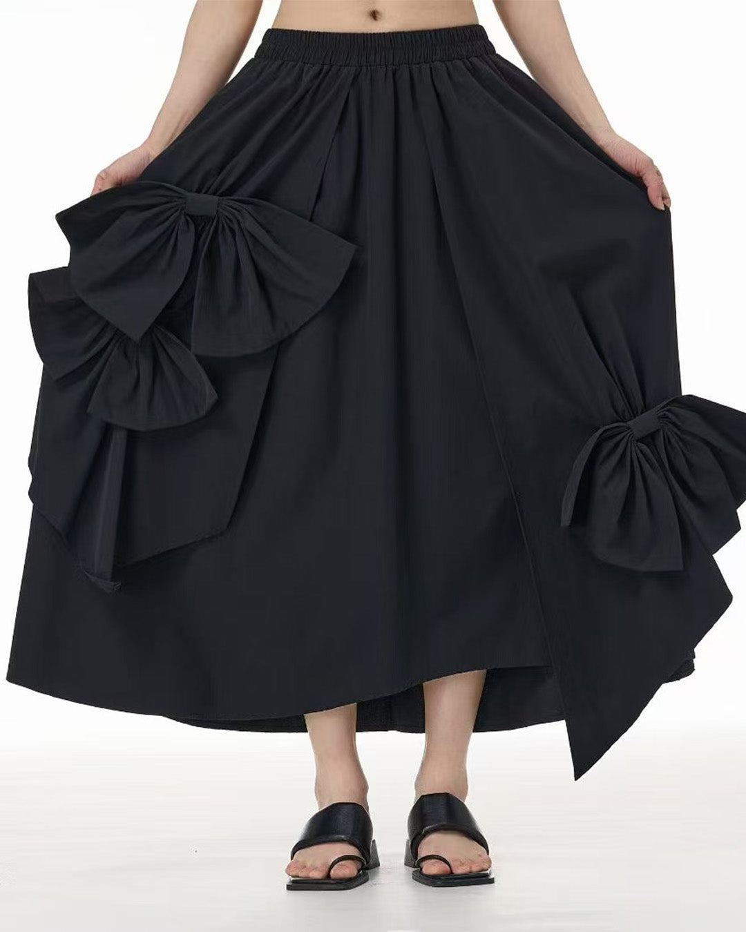 Oversized Bow Details Wrinkle-Resistant Skirt