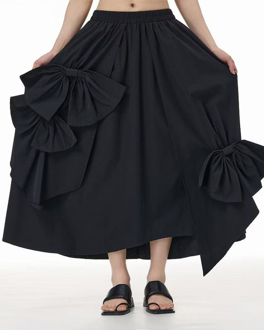 Oversized Bow Details Wrinkle-Resistant Skirt