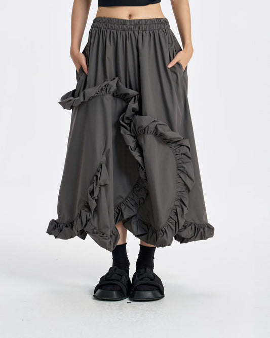 Pre-order Sculptural Ruffle Skirt with an Asymmetric Hem