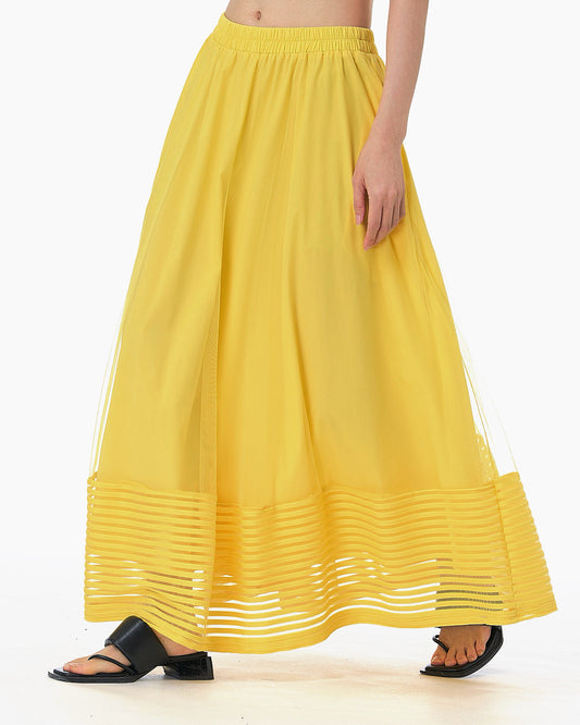 Pre-order Horizontal  Stripes Mesh Panel Skirt