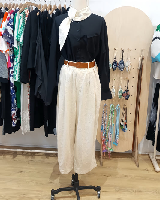 Pleated Tapered Full Length Cotton Linen Pants