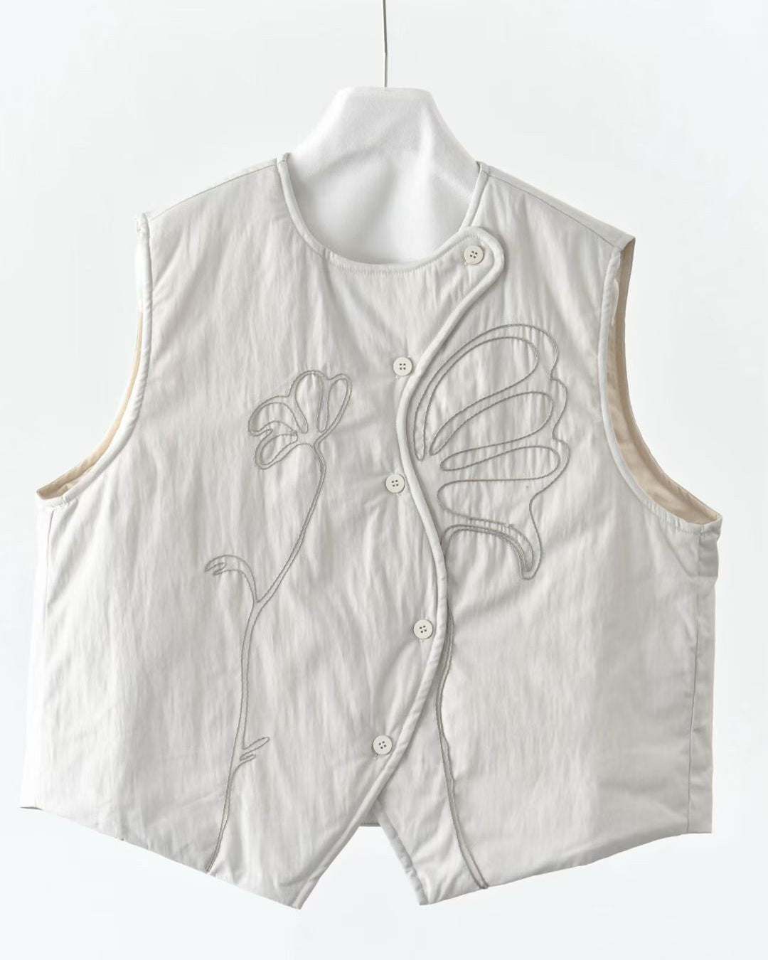Embossed Rope Embroidery Quilted Vest