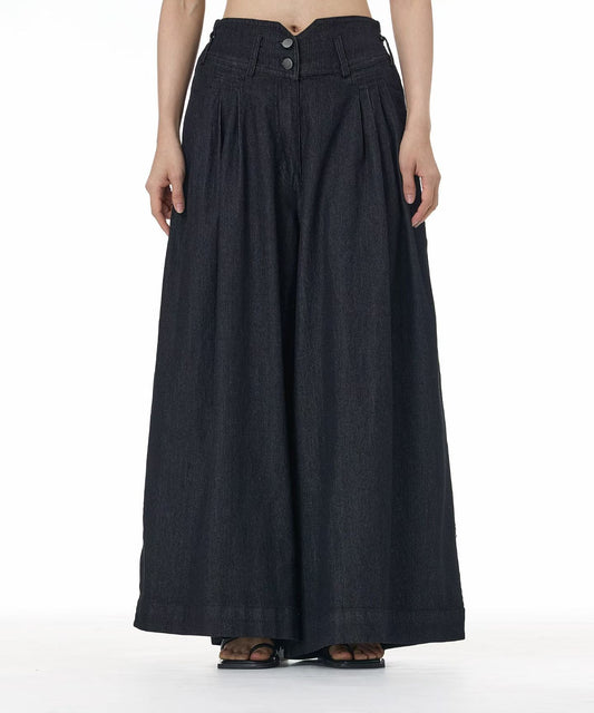 Curved Waist Denim Pants