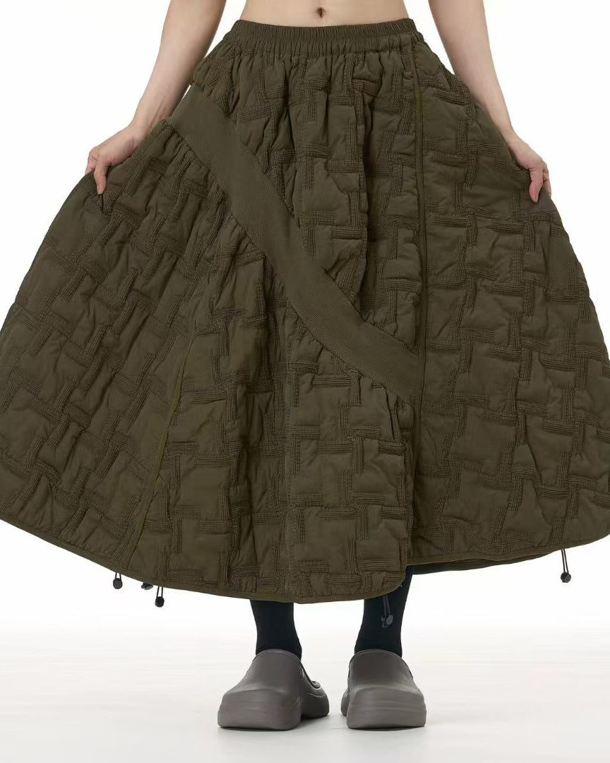Heavy Check Quilted Padded Skirt