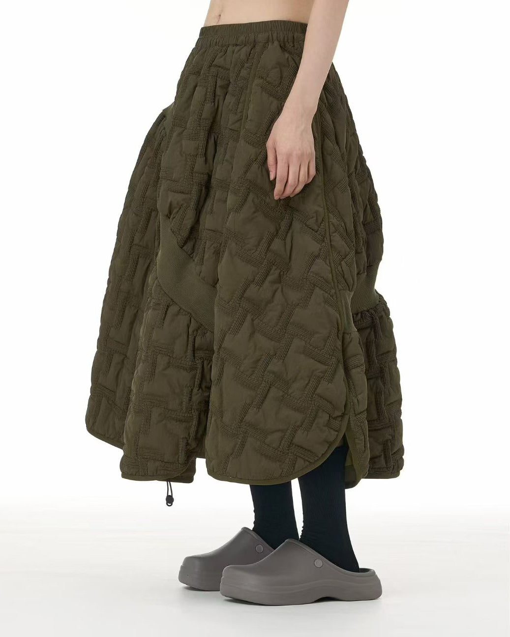Heavy Check Quilted Padded Skirt