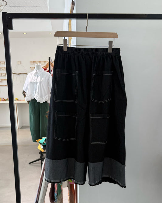 Back-Pocket Exposed-Stitch 7/10 Denim Pants