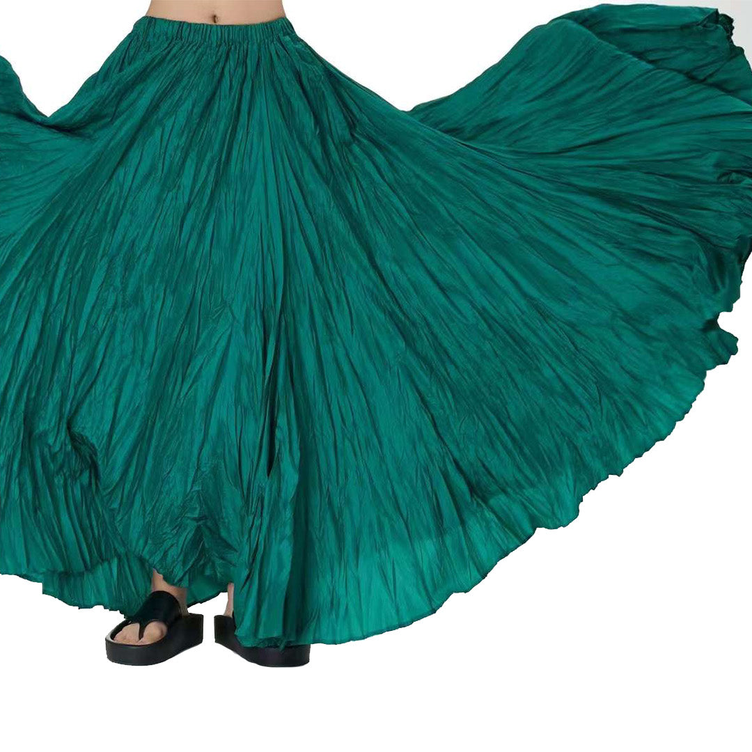 Flowing Draping Pleated Fabric Long Skirt