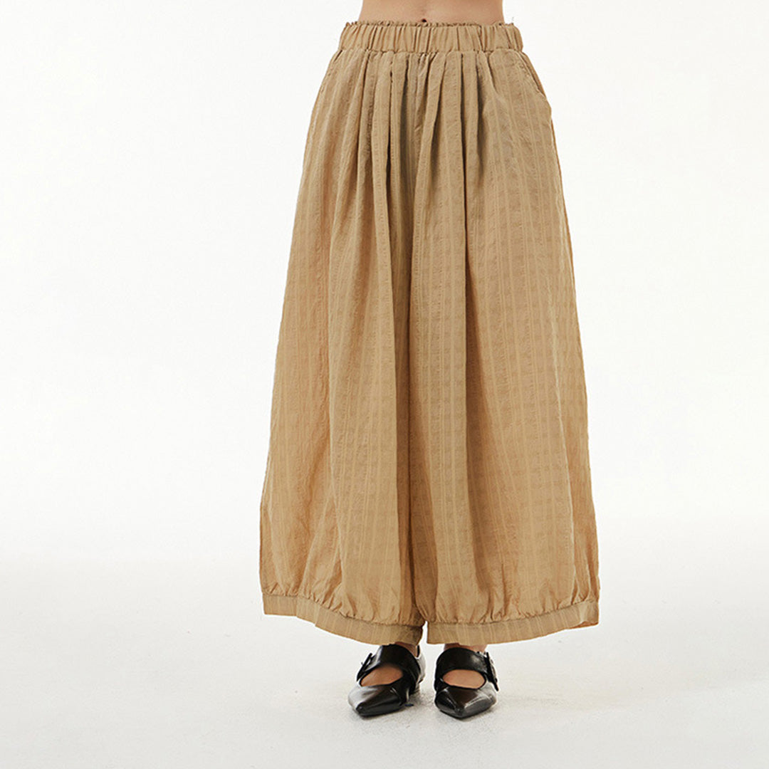 In Stock Super Comfortable Special Textured Fabric Pants in Khaki