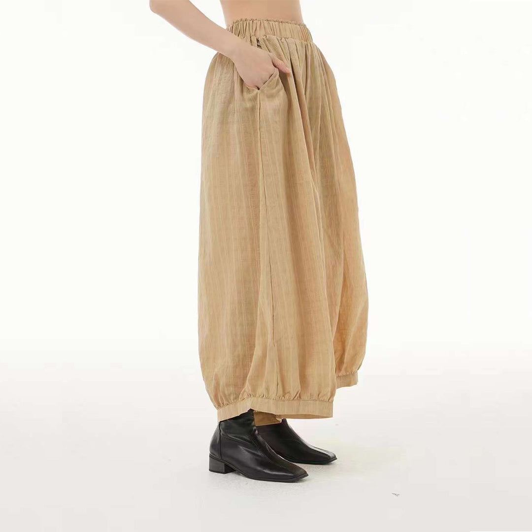 In Stock Super Comfortable Special Textured Fabric Pants in Khaki