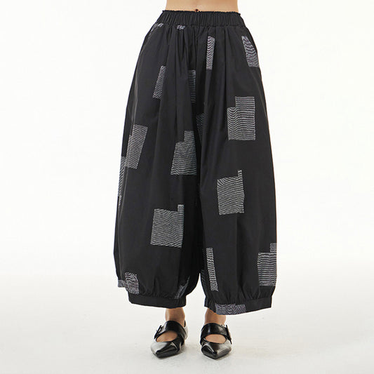 In Stock Block Pattern Wide Leg Loose fit Pants Matching Shirt Available