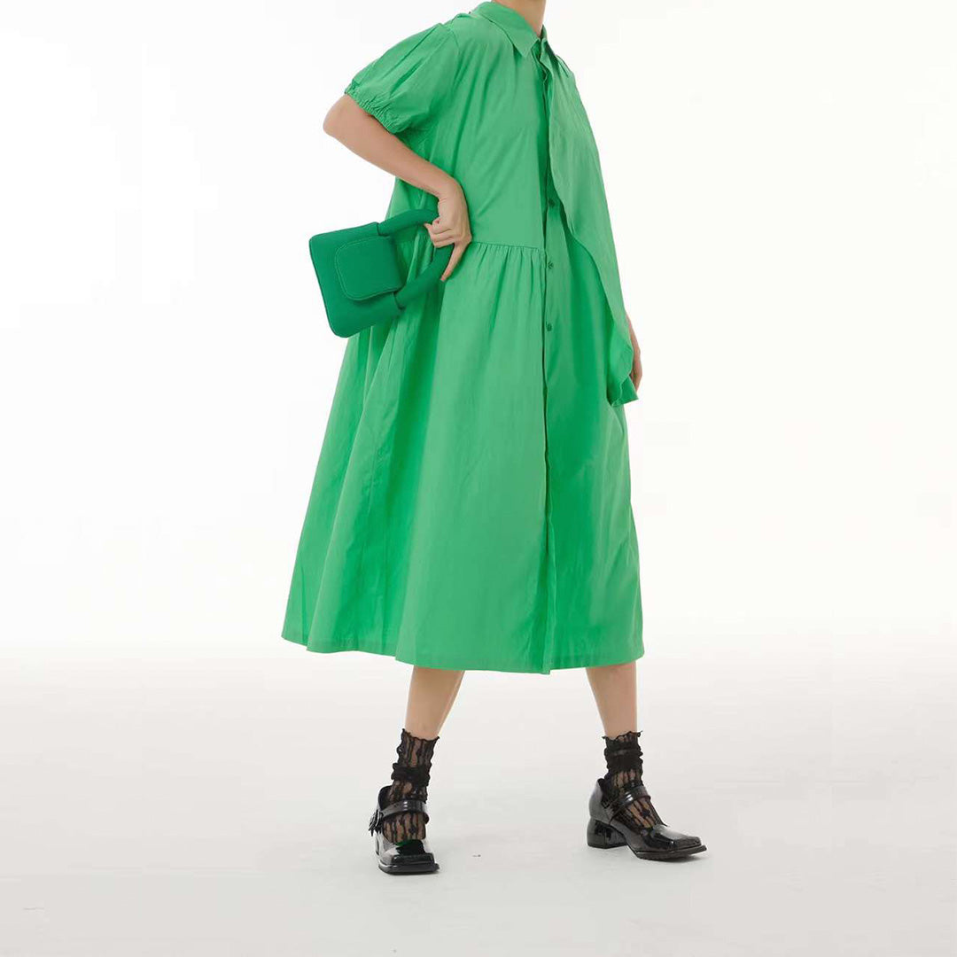 In Stock 100% Cotton Creative Cutting Cute Shirt Dress in Three Colour ...
